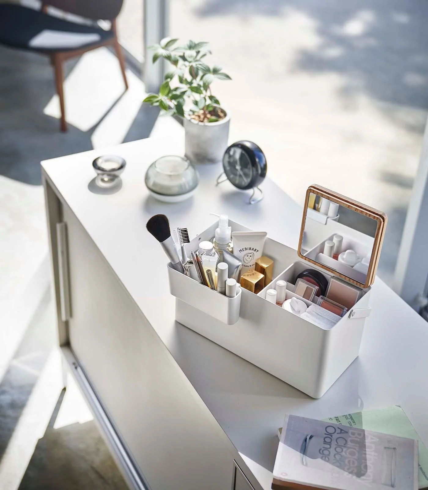 Yamazaki Home Makeup Organizer with Mirror - Image 2