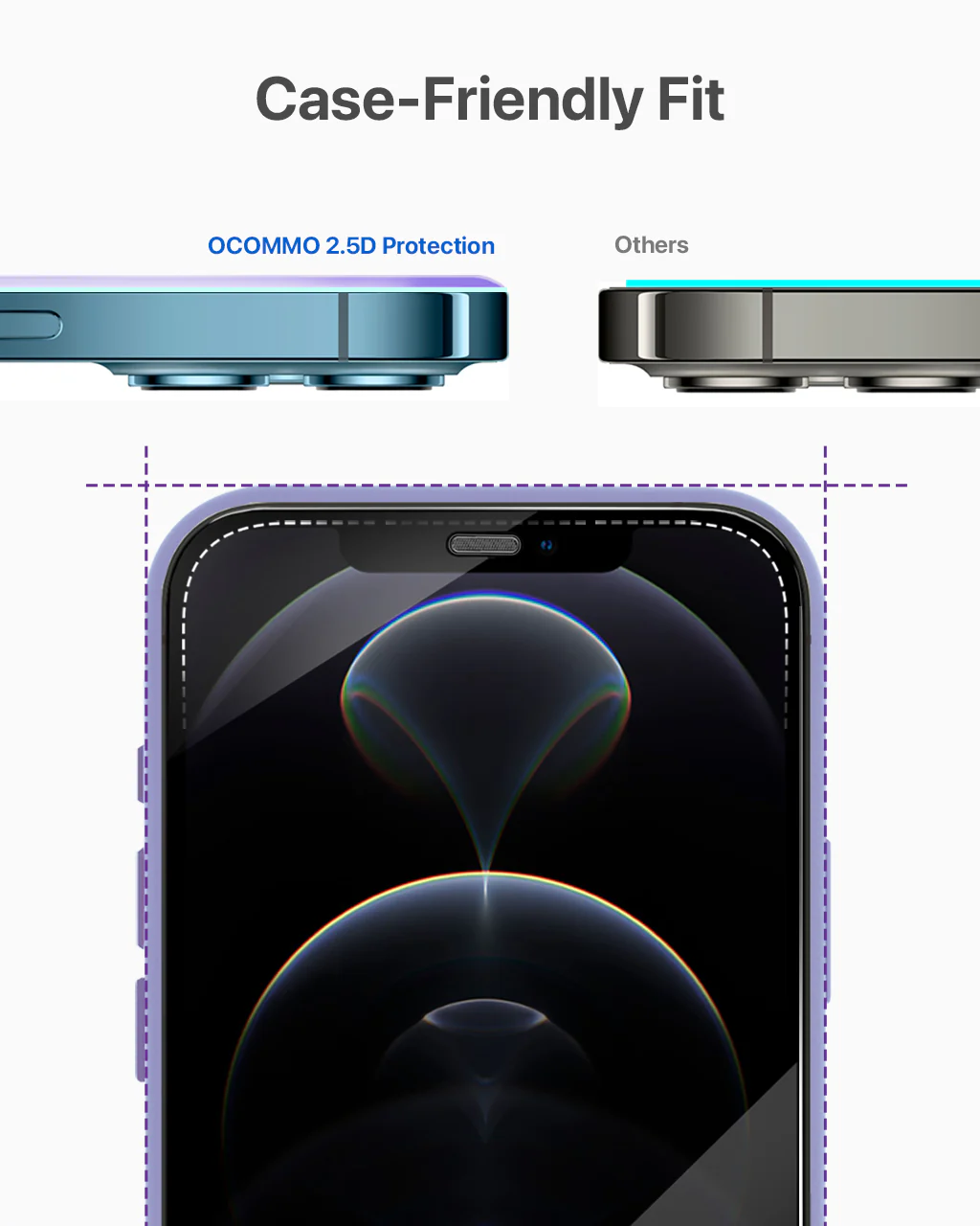 OCOMMO 9H Glass Screen Protector for iPhone 12/12 Pro - Image 5