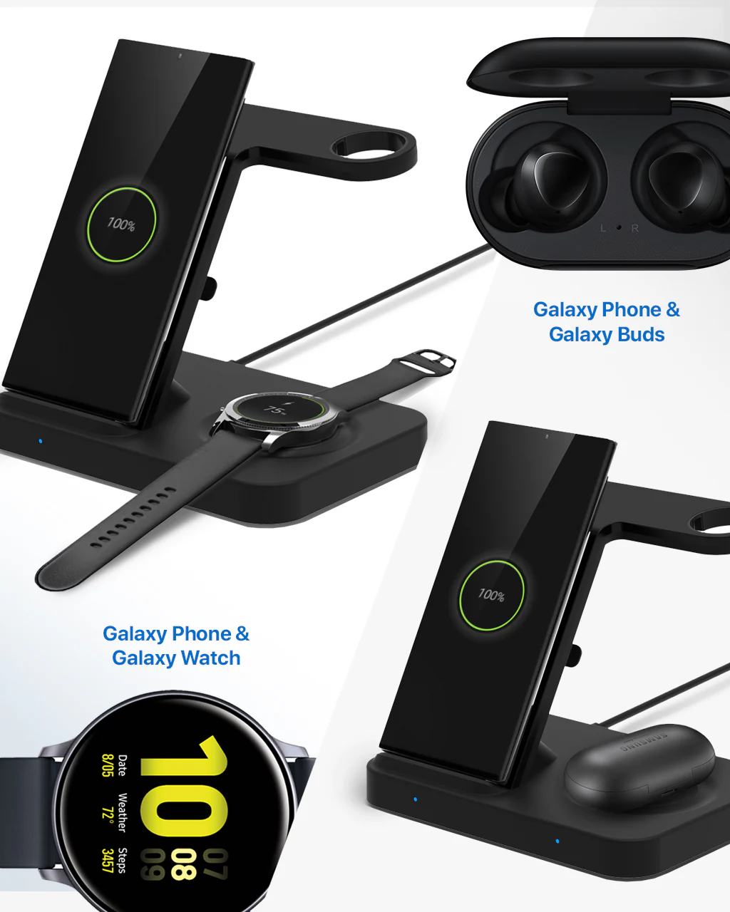 OCOMMO 3in1 Qi Wireless Charger With Watch Charger Insert - Image 3