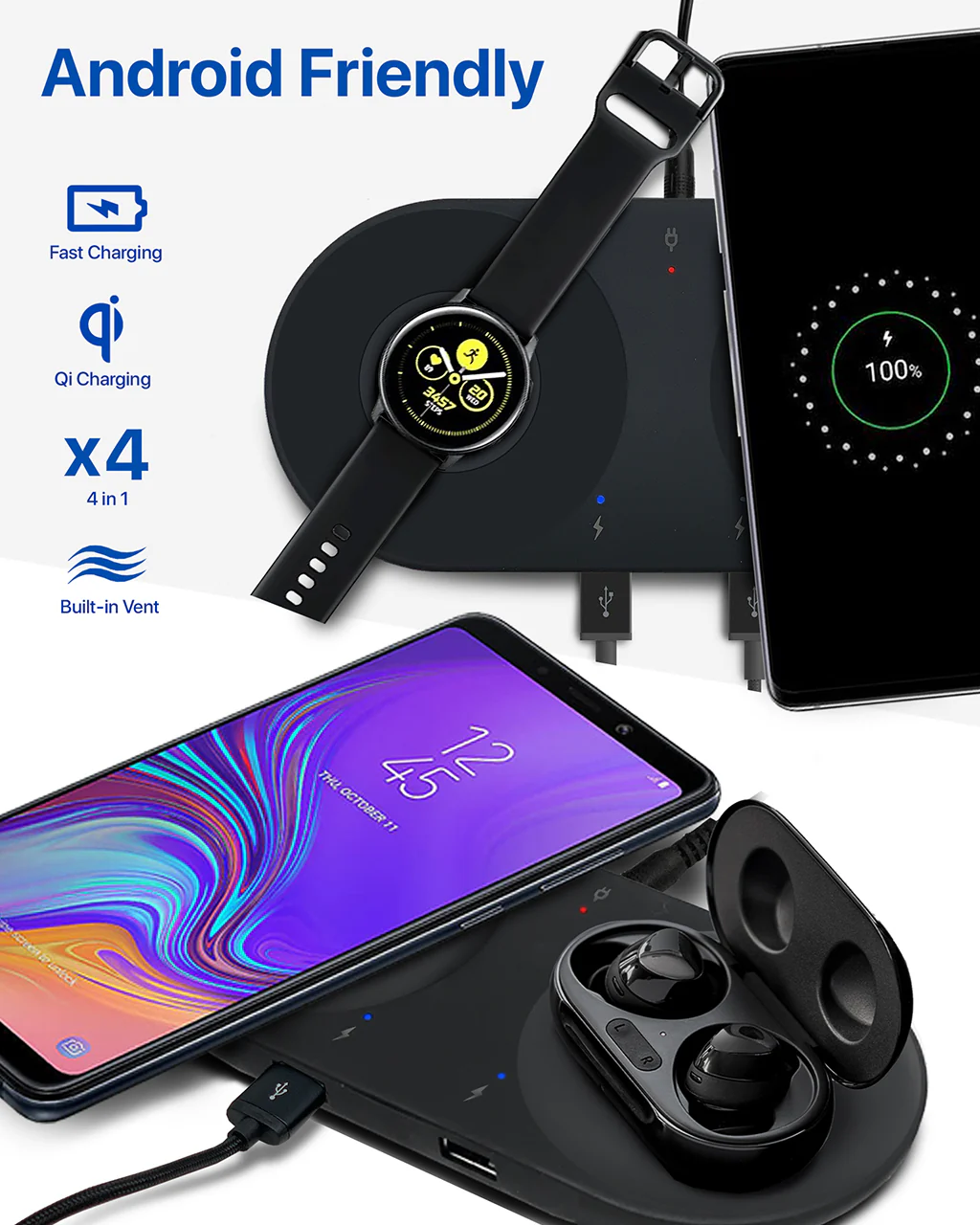 OCOMMO 4 in 1 Wireless Charging Pad for Android and Apple - Image 4