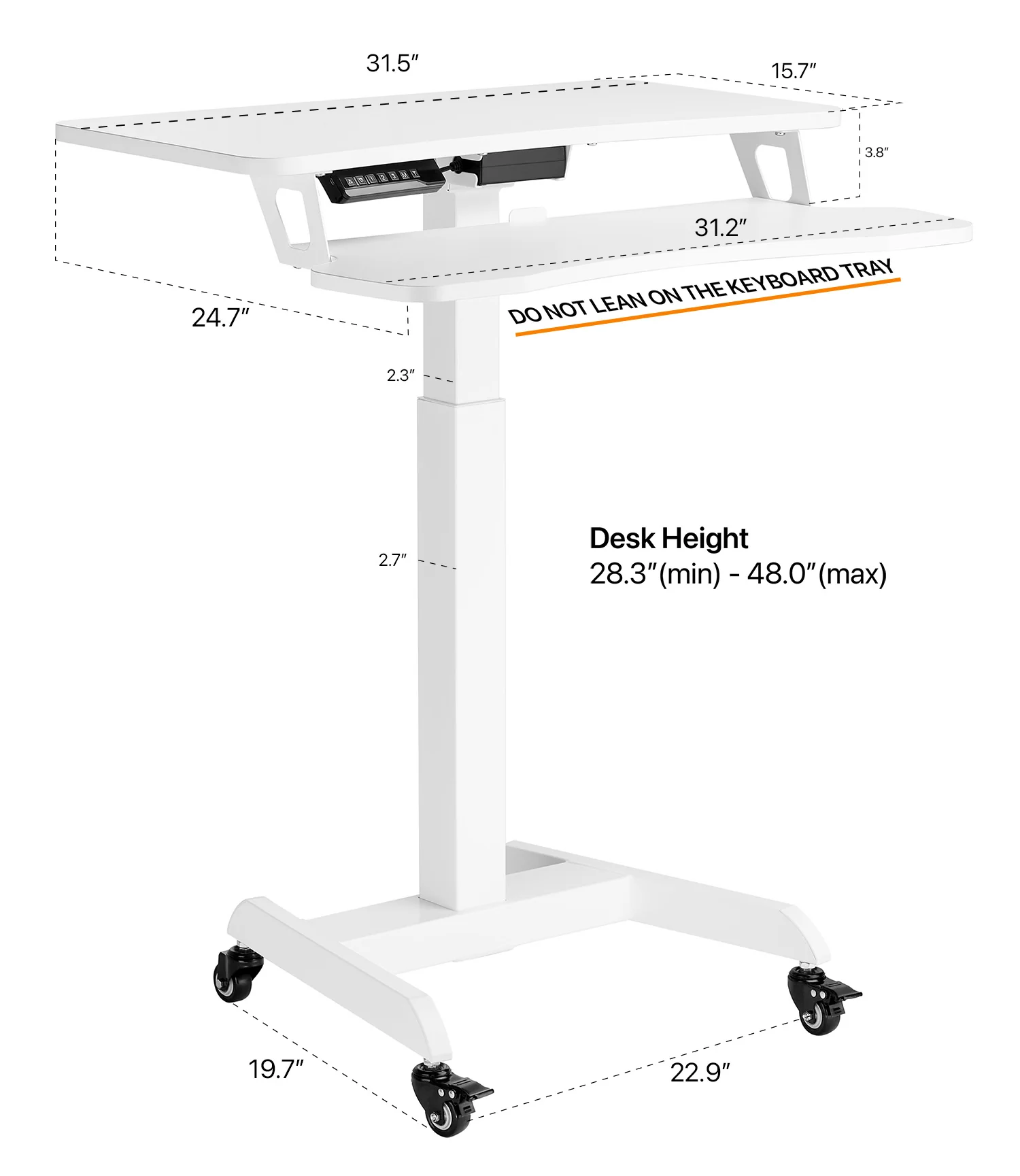 OCOMMO Mobile Auto Rise Desk with Keyboard Tray - Image 12