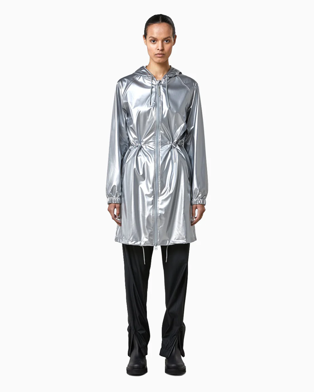 RAINS Long W Jacket - Silver - Image 2
